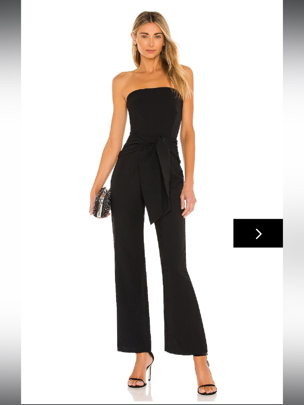 Revolve Superdown Black Strapless Tie Waist Jumpsuit for Formal Evening - NWT